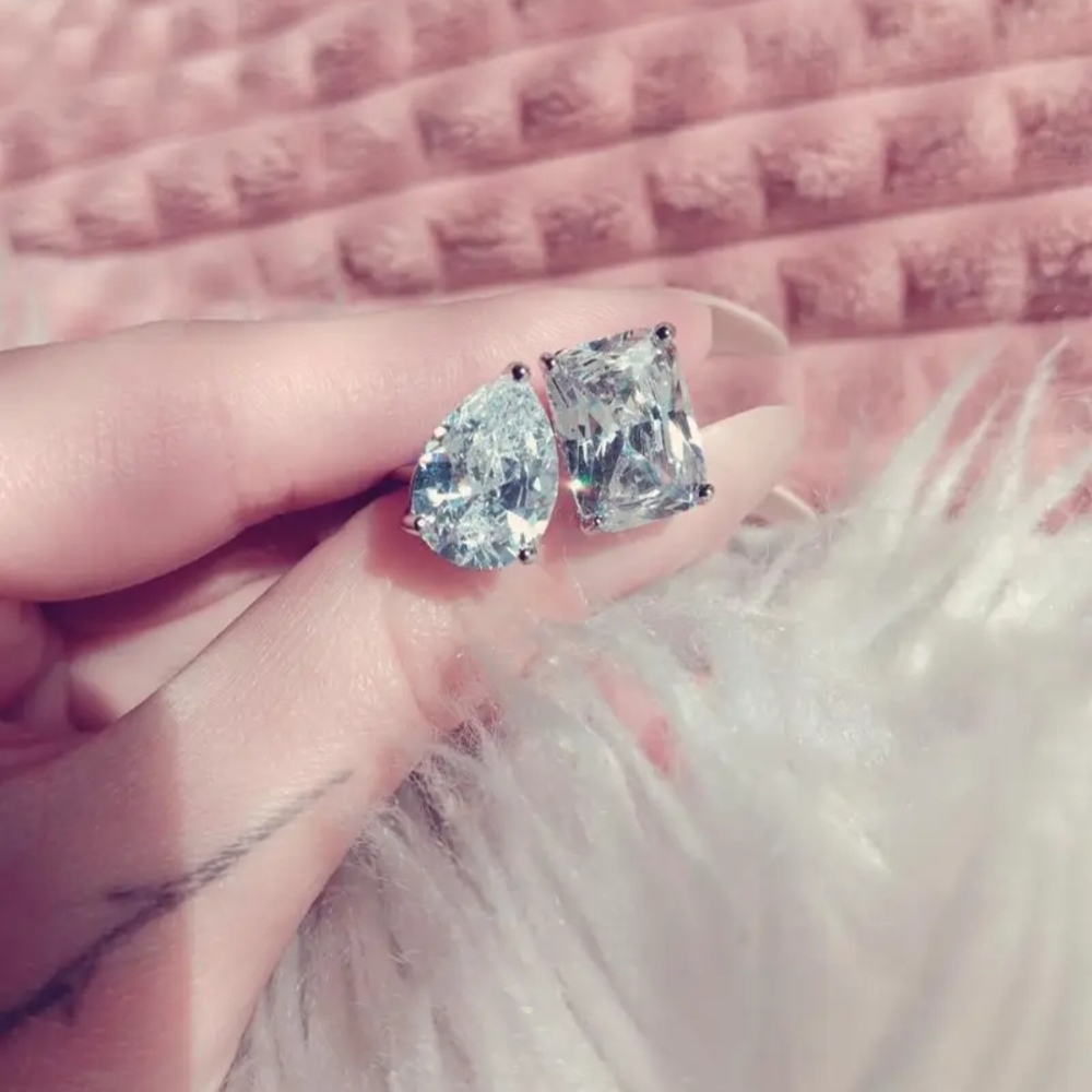 White Rhodium Double Stone Ring